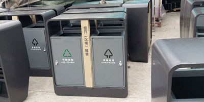 F345戶(hù)外鋼制環(huán)衛(wèi)垃圾桶工廠(chǎng)批量生產(chǎn)圖
